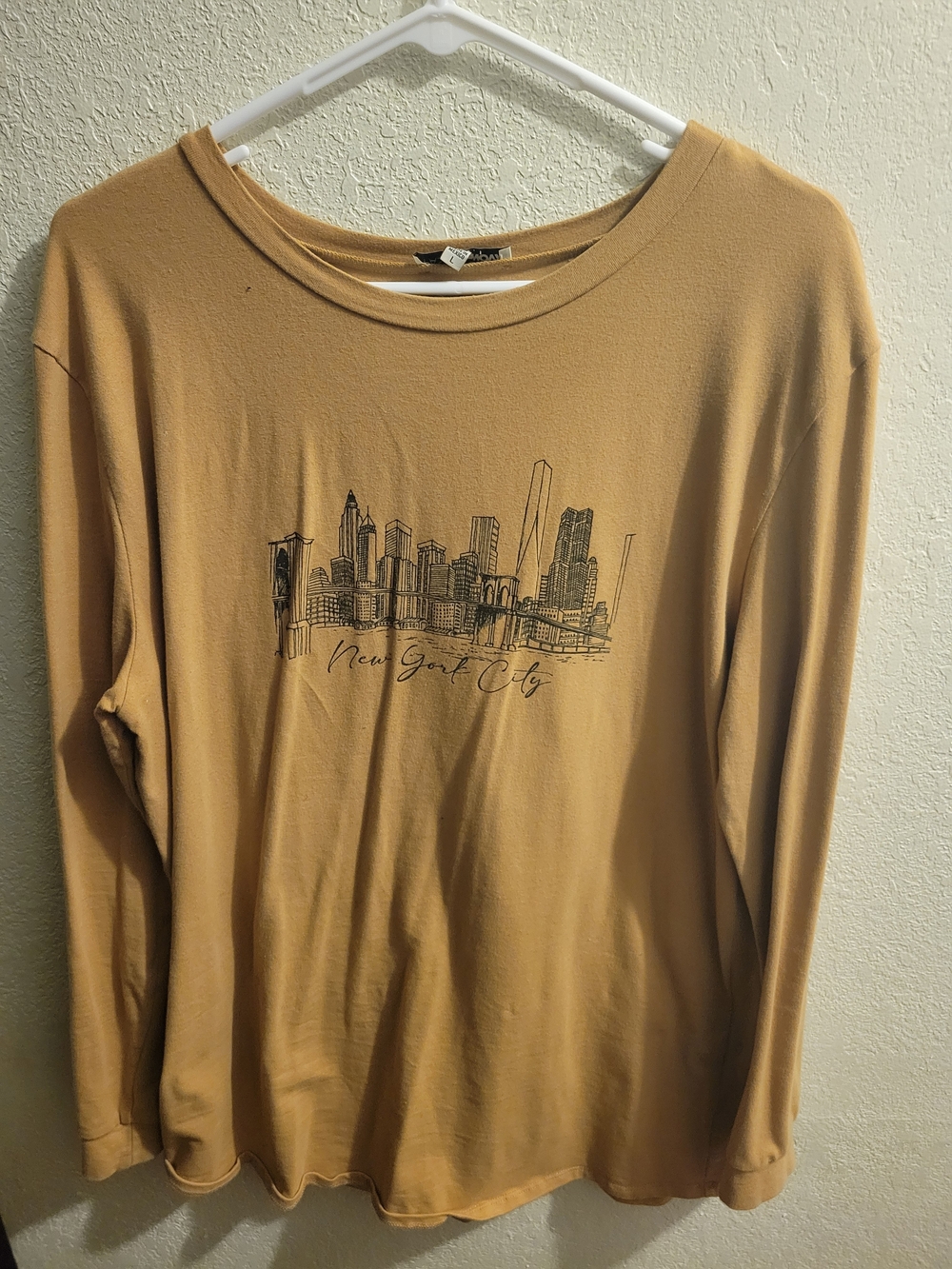 Fashion Nova Tan Long Sleeve Graphic Tee